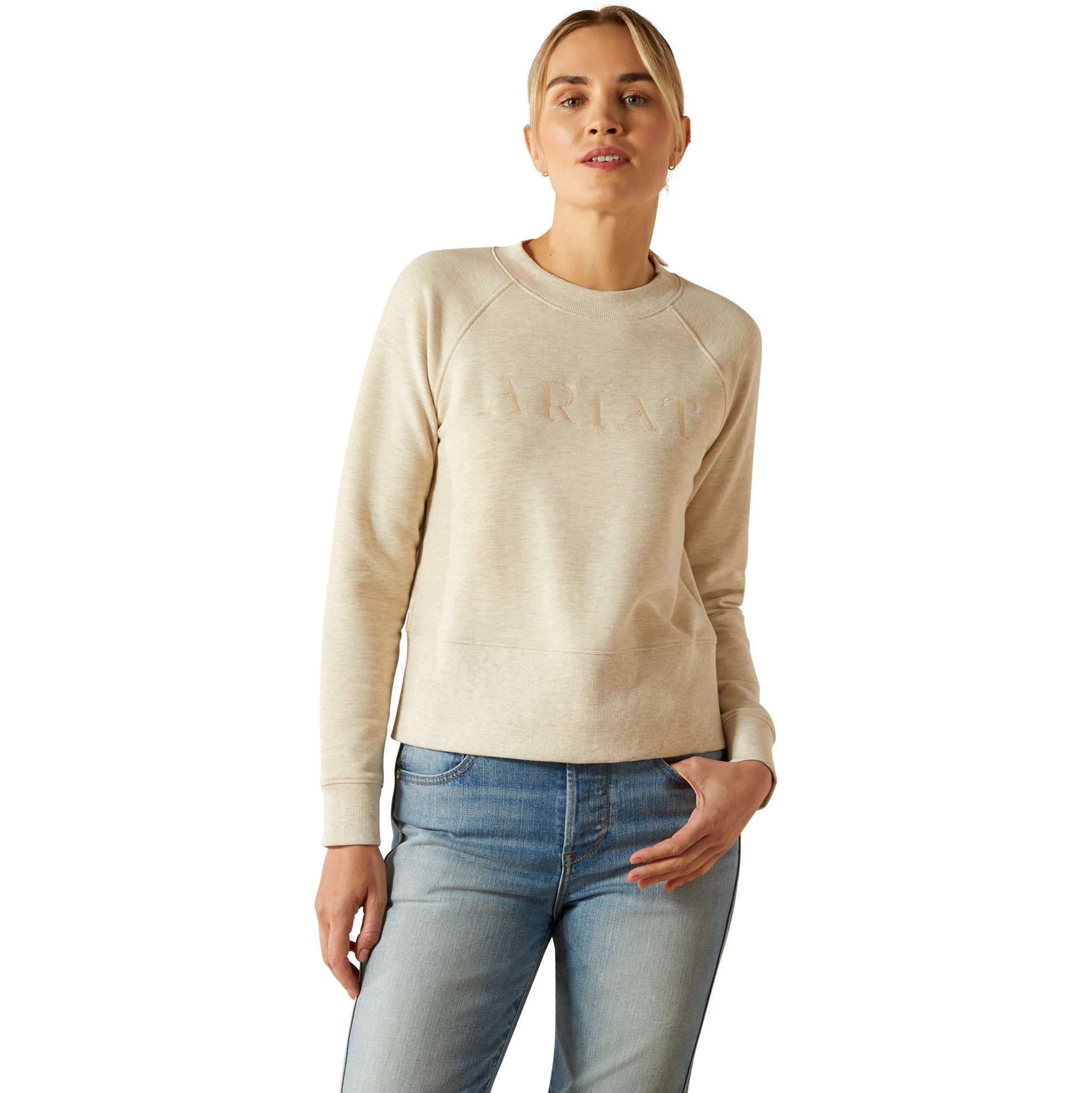 2025 Ariat Damen Martine Sweatshirt 10062860 - Pelican Heather